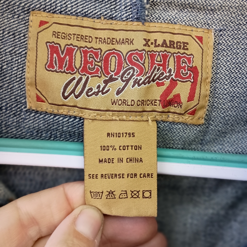 Meoshe West Indies 27 blue denim jean jacket size XL - Picture 7 of 7